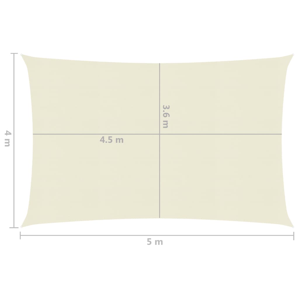 Sunshade Sail 160 g/m² Cream 4x5 m HDPE