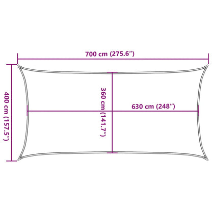 Sunshade Sail 160 g/m² Cream 4x7 m HDPE