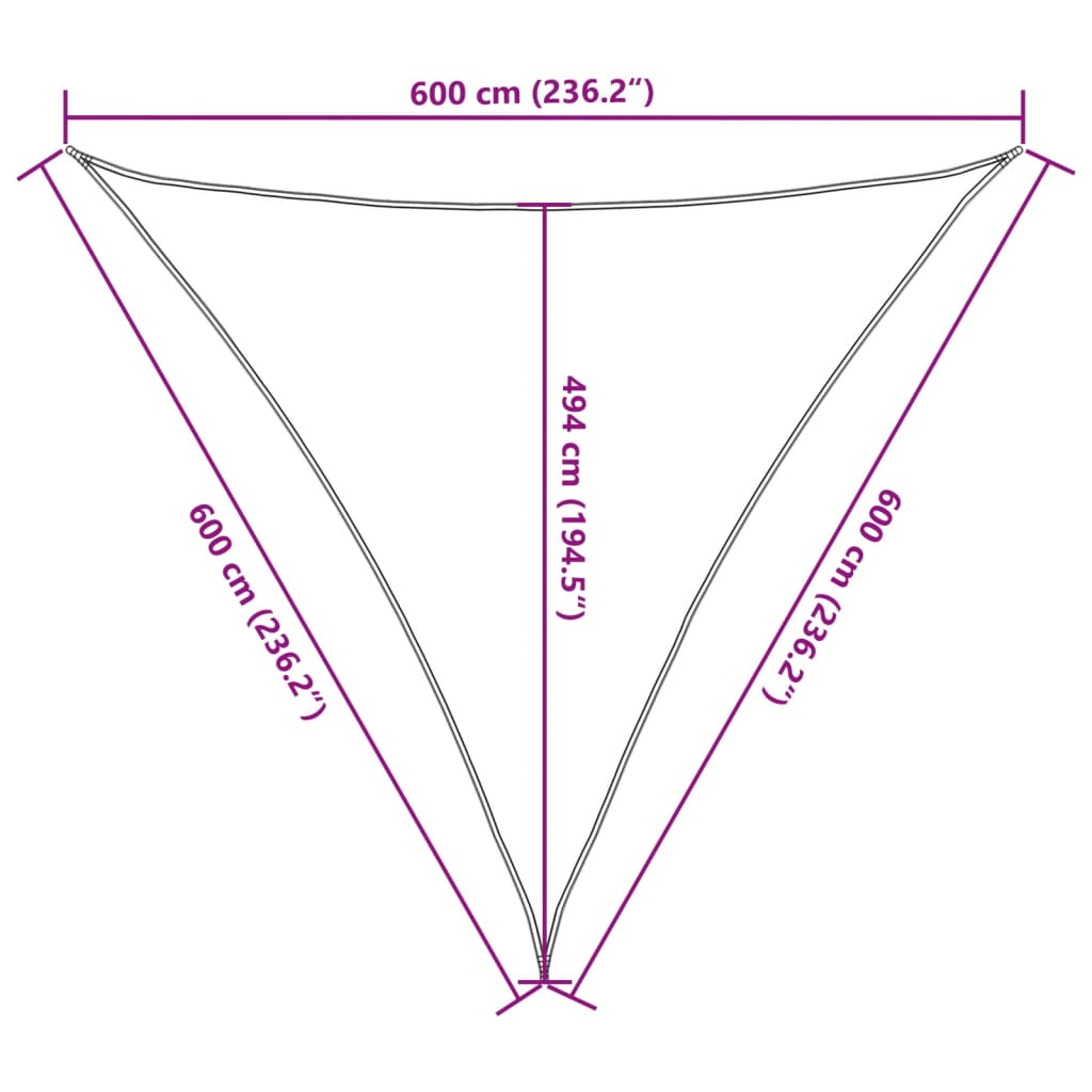 Sunshade Sail 160 g/m² White 6x6x6 m HDPE