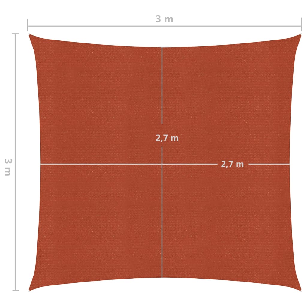 Sunshade Sail 160 g/m² Terracotta 3x3 m HDPE