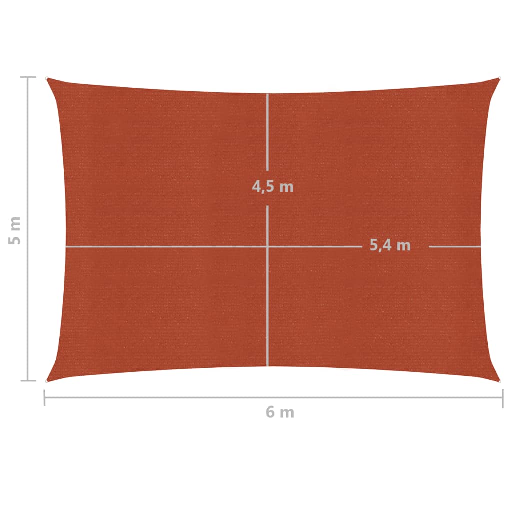 Sunshade Sail 160 g/m² Terracotta 5x6 m HDPE