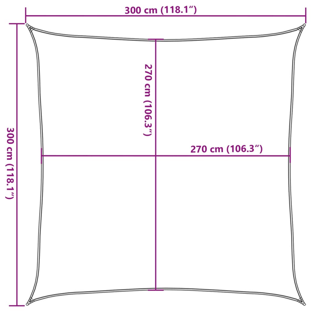 Sunshade Sail 160 g/m² Taupe 3x3 m HDPE