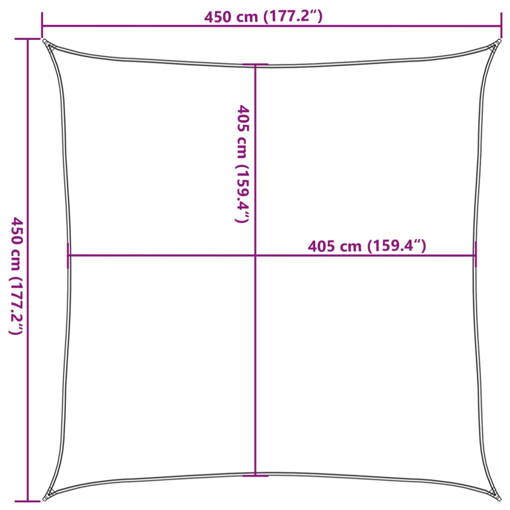 Sunshade Sail 160 g/m² Taupe 4.5x4.5 m HDPE