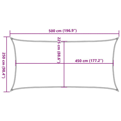 Sunshade Sail 160 g/m² Taupe 2.5x5 m HDPE