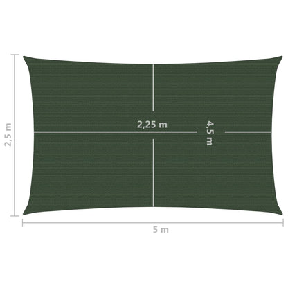 Sunshade Sail 160 g/m² Dark Green 2.5x5 m HDPE