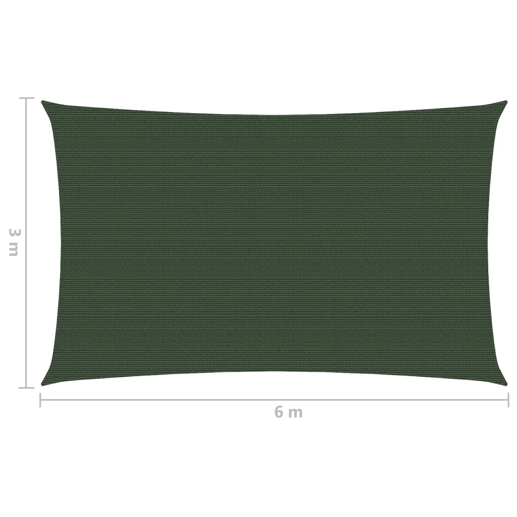 Sunshade Sail 160 g/m² Dark Green 3x6 m HDPE