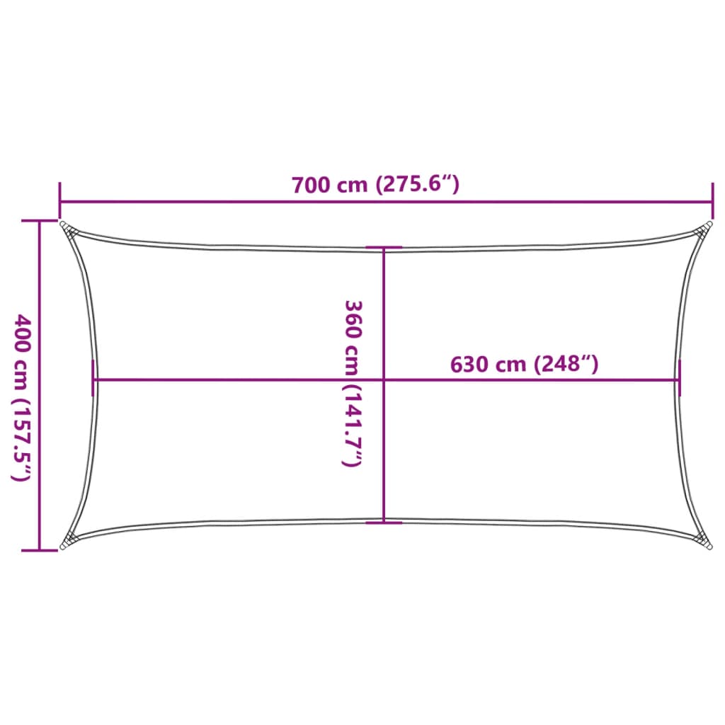 Sunshade Sail 160 g/m² Dark Green 4x7 m HDPE