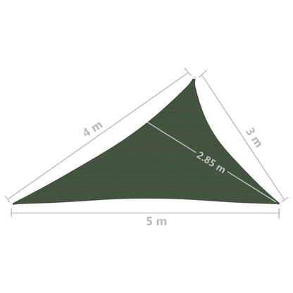 Sunshade Sail 160 g/m² Dark Green 3x4x5 m HDPE