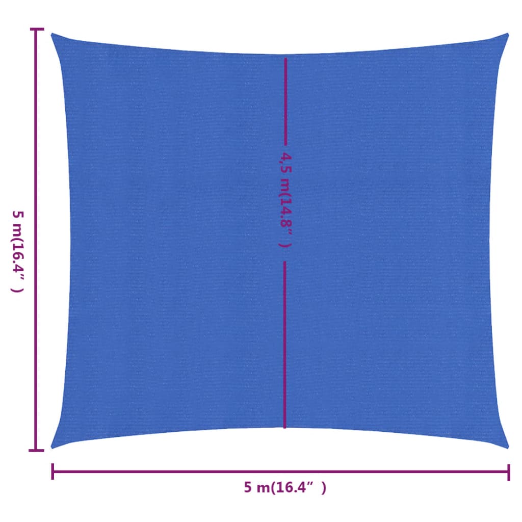 Sunshade Sail 160 g/m² Square Blue 5x5 m HDPE