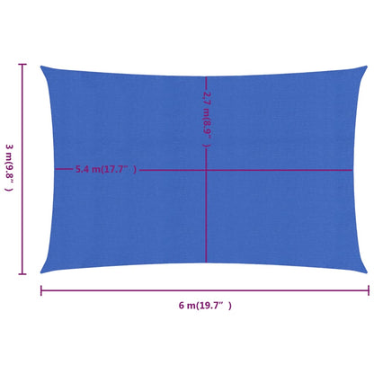 Sunshade Sail 160 g/m² Rectangular Blue 3x6 m HDPE