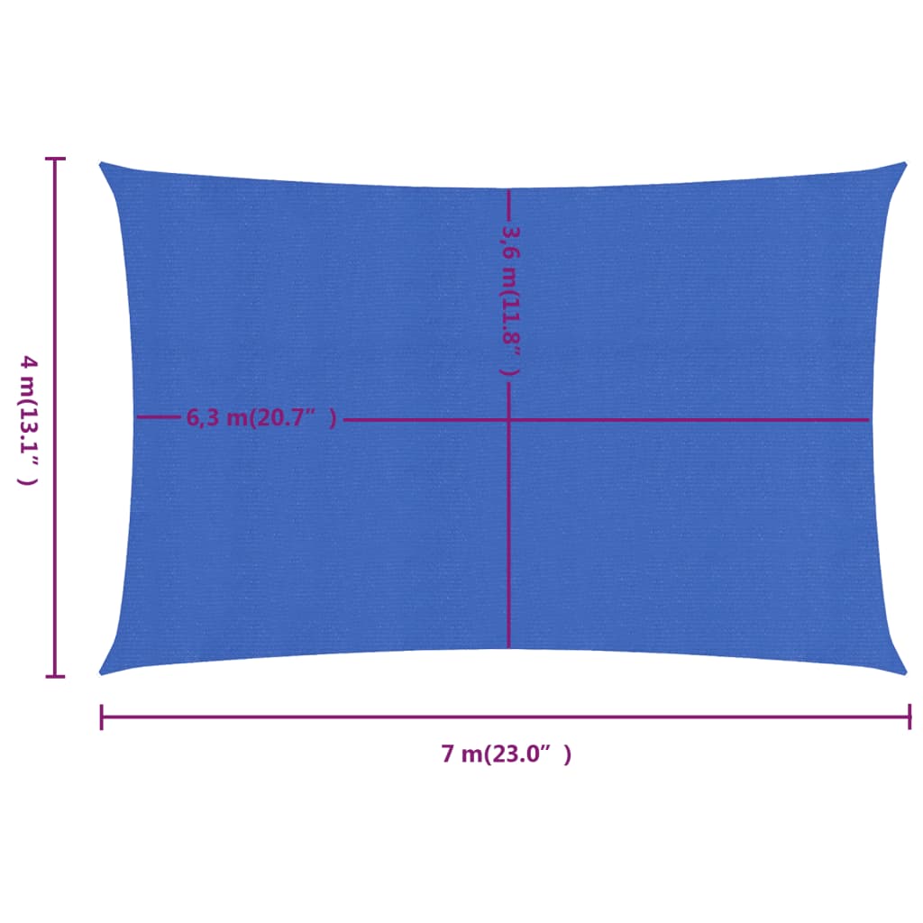 Sunshade Sail 160 g/m² Rectangular Blue 4x7 m HDPE