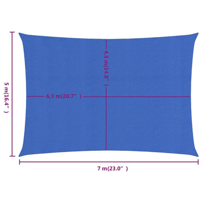 Sunshade Sail 160 g/m² Rectangular Blue 5x7 m HDPE