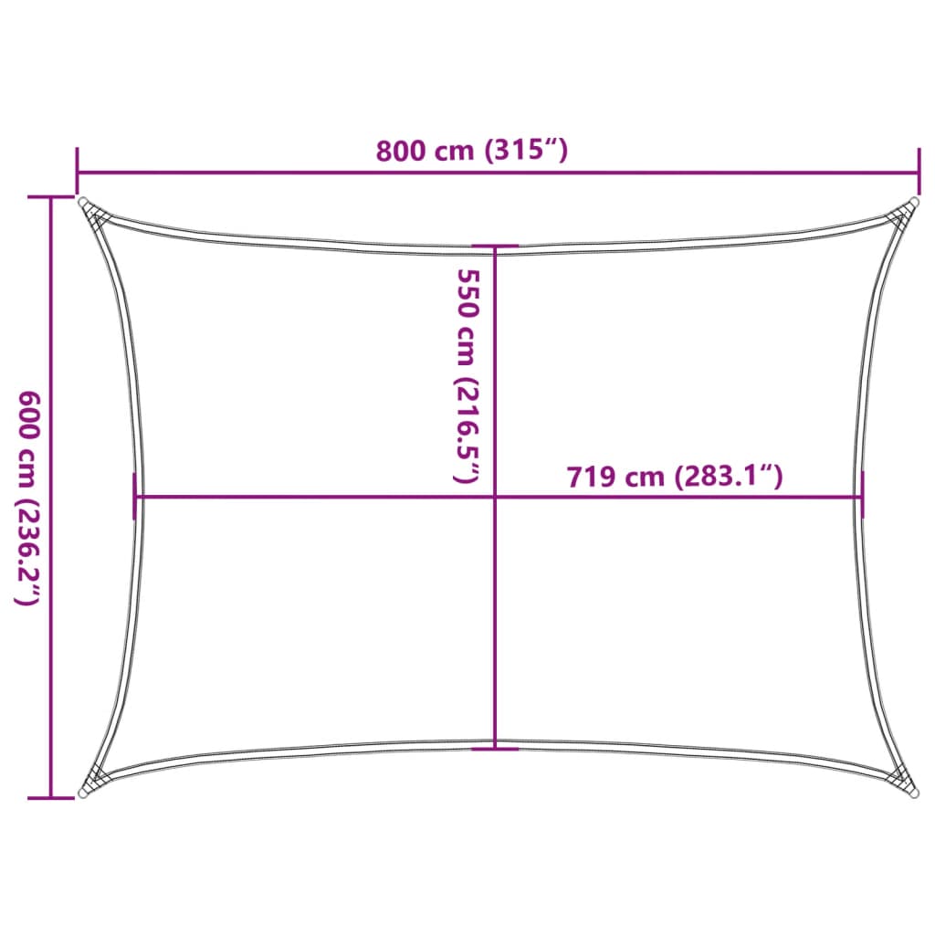 Sunshade Sail 160 g/m² Rectangular Blue 6x8 m HDPE