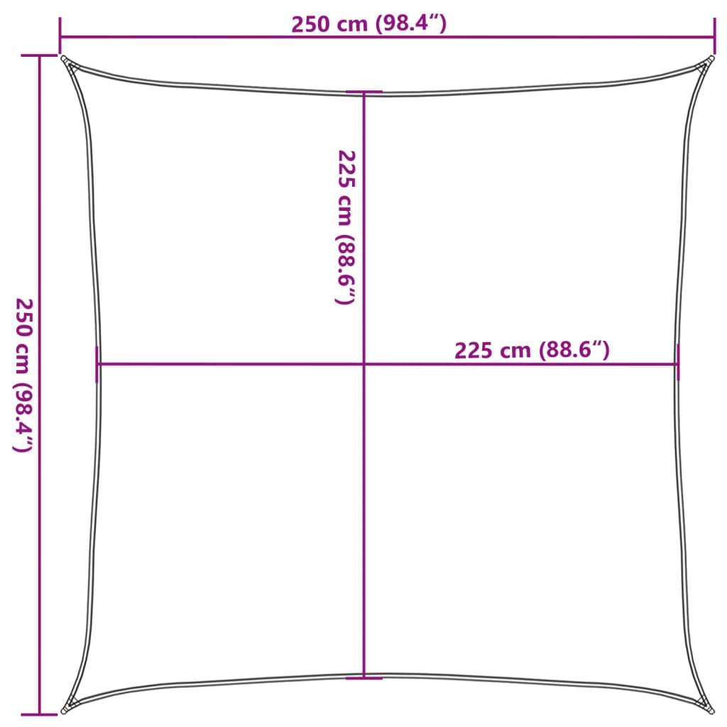 Sunshade Sail 160 g/m² Yellow 2.5x2.5 m HDPE