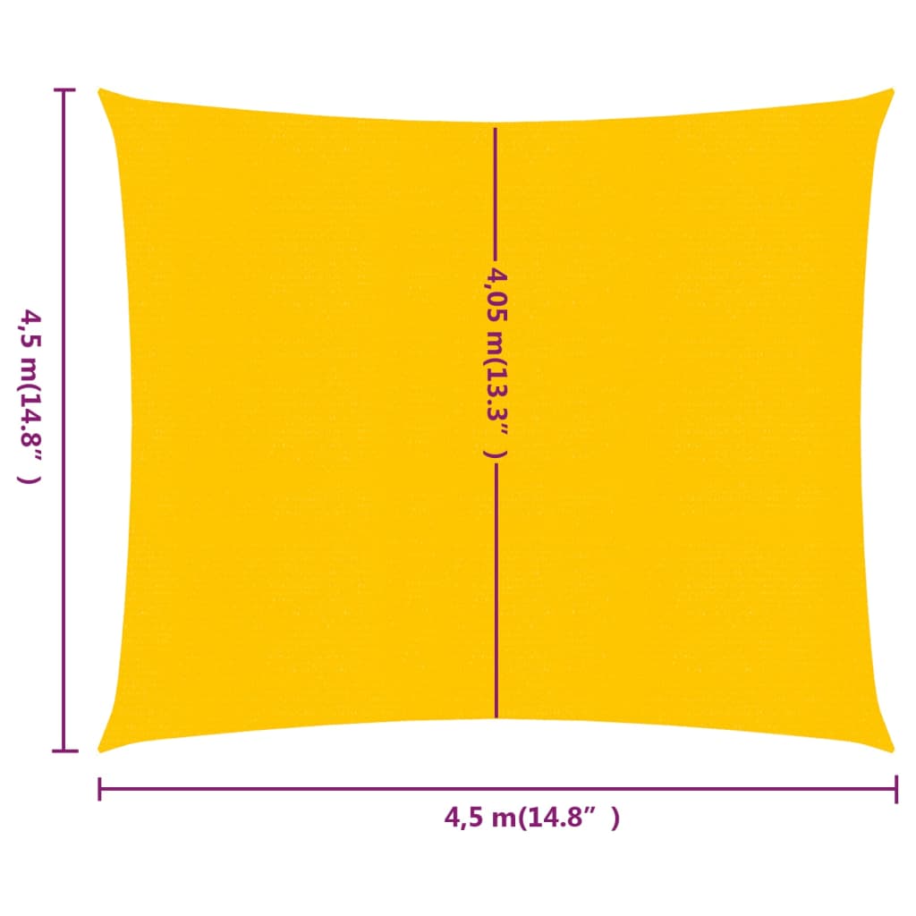 Sunshade Sail 160 g/m² Square Yellow 4.5x4.5 m HDPE