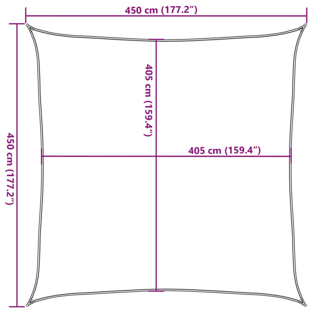 Sunshade Sail 160 g/m² Square Yellow 4.5x4.5 m HDPE