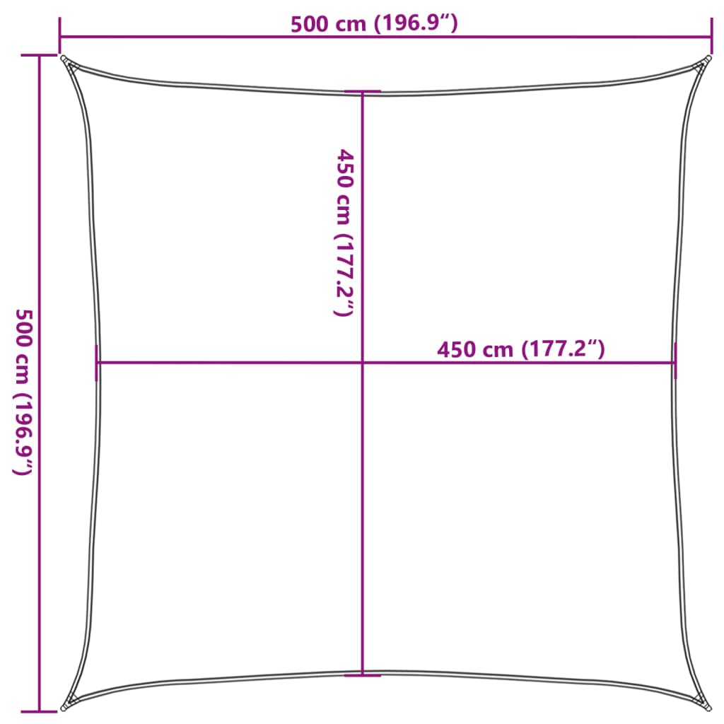 Sunshade Sail 160 g/m² Square Yellow 5x5 m HDPE