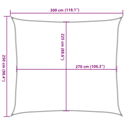 Sunshade Sail 160 g/m² Yellow 2.5x3 m HDPE