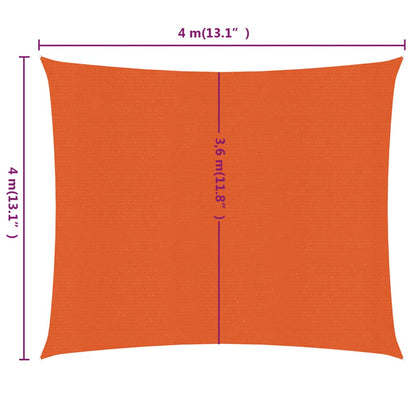 Sunshade Sail 160 g/m² Square Orange 4x4 m HDPE