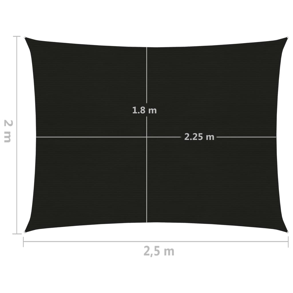 Sunshade Sail 160 g/m² Black 2x2.5 m HDPE