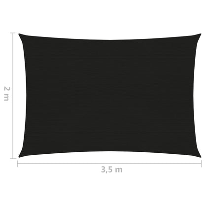 Sunshade Sail 160 g/m² Black 2x3.5 m HDPE