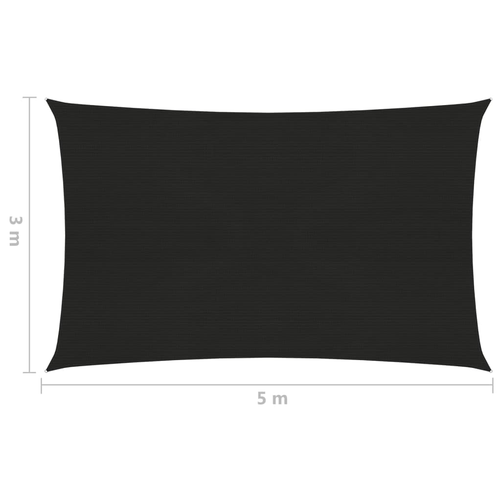 Sunshade Sail 160 g/m² Black 3x5 m HDPE