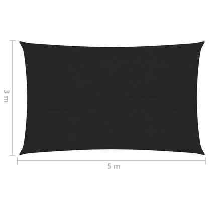 Sunshade Sail 160 g/m² Black 3x5 m HDPE