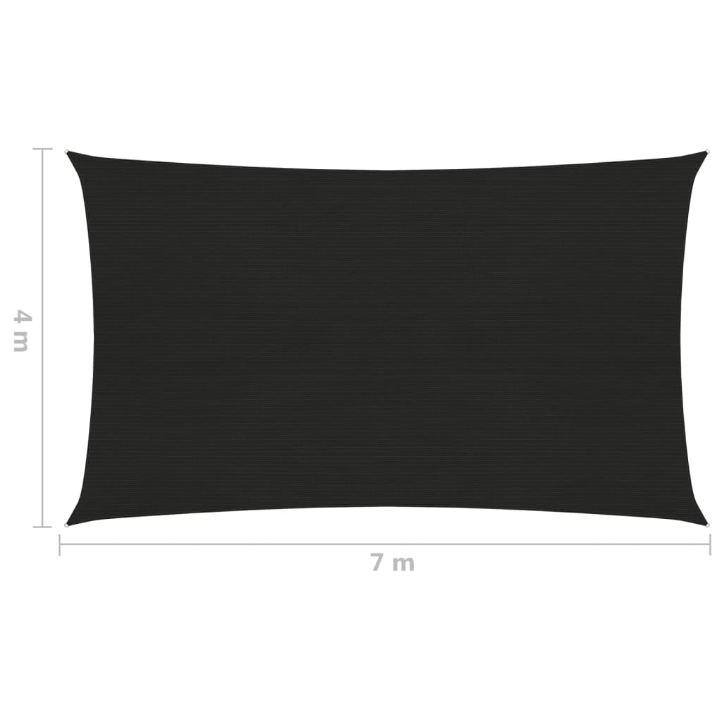 Sunshade Sail 160 g/m² Black 4x7 m HDPE