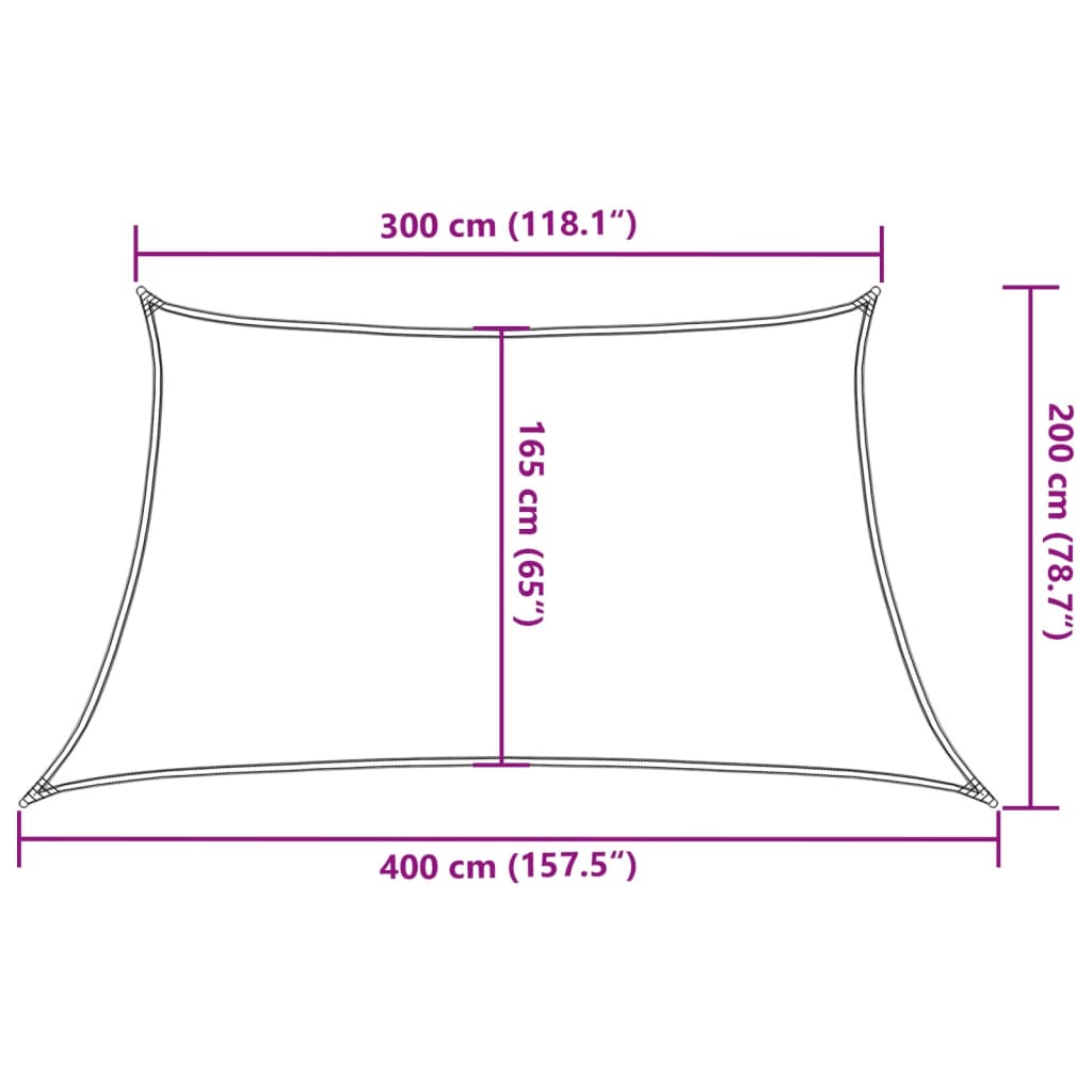 Sunshade Sail 160 g/m² Black 3/4x2 m HDPE