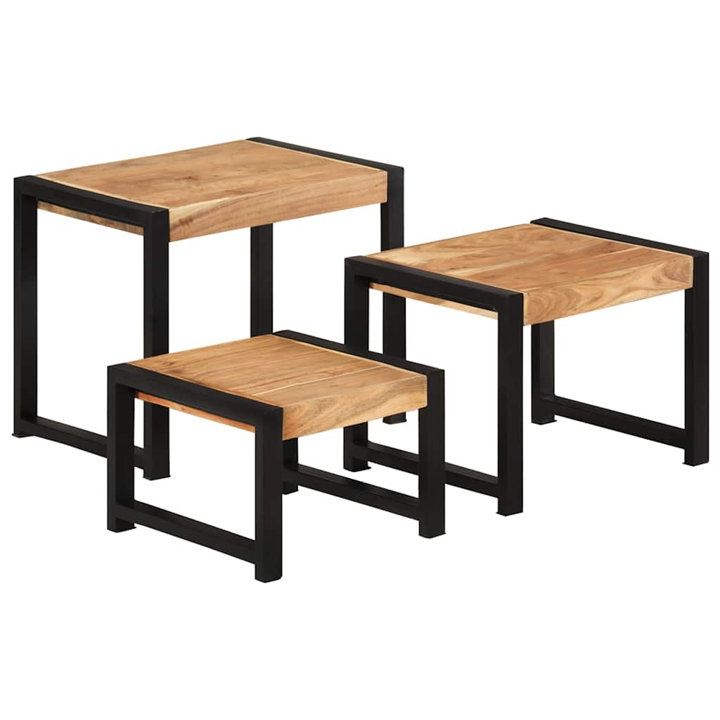 Nesting Tables 3 pcs Solid Wood