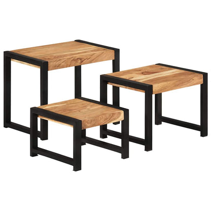 Nesting Tables 3 pcs Solid Wood