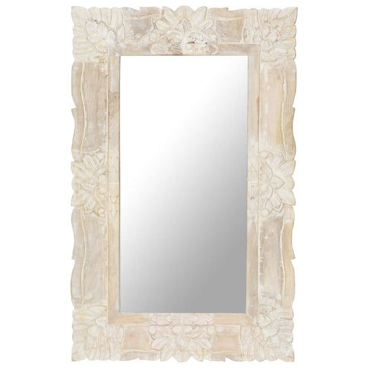 Mirror White 80x50 cm Solid Mango Wood