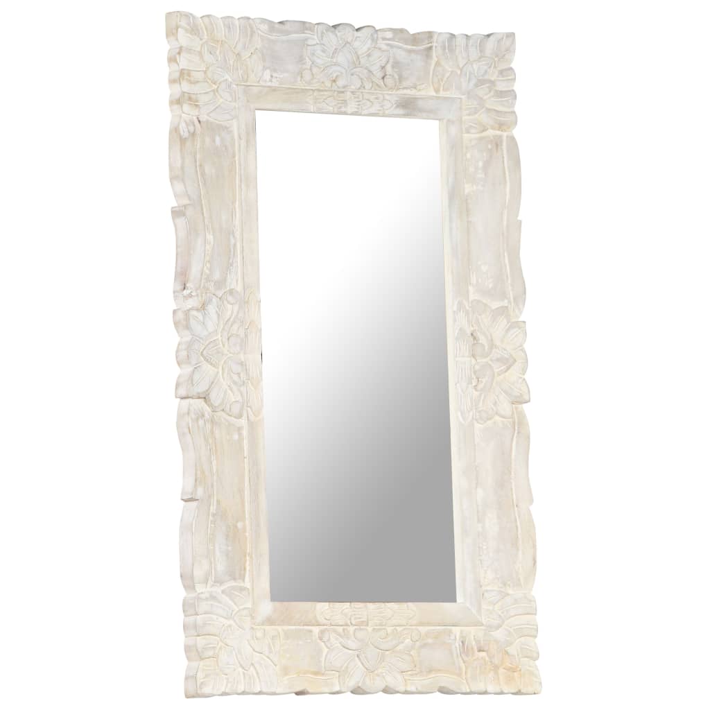 Mirror White 80x50 cm Solid Mango Wood