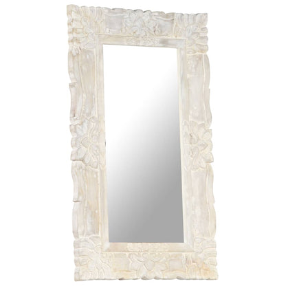 Mirror White 80x50 cm Solid Mango Wood