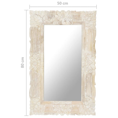 Mirror White 80x50 cm Solid Mango Wood