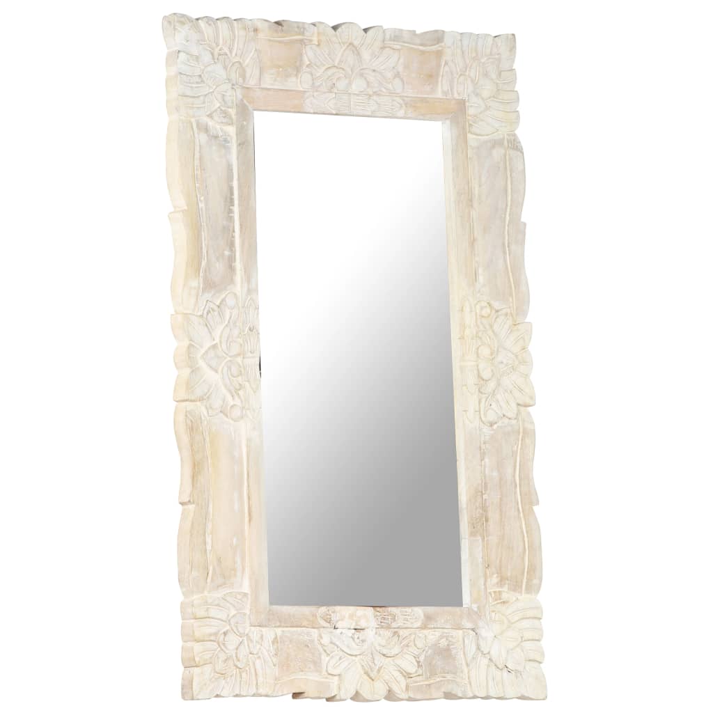 Mirror White 80x50 cm Solid Mango Wood