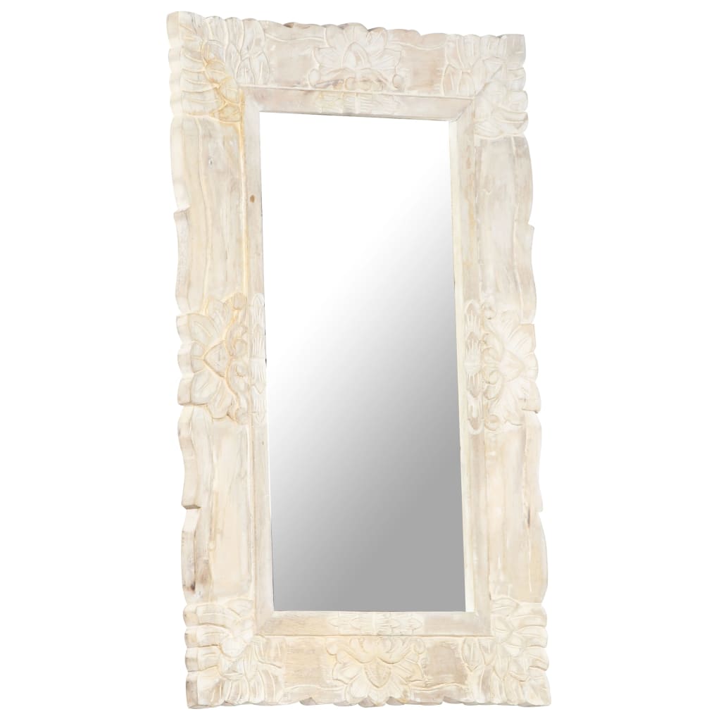 Mirror White 80x50 cm Solid Mango Wood