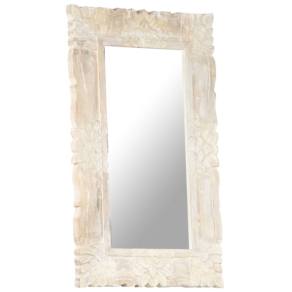 Mirror White 80x50 cm Solid Mango Wood