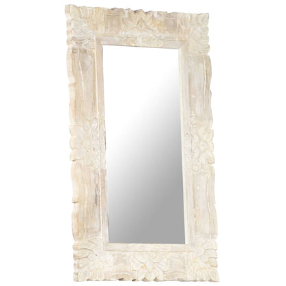 Mirror White 80x50 cm Solid Mango Wood