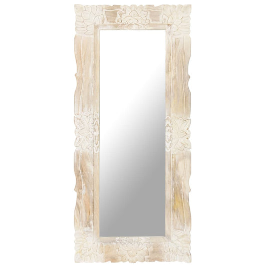 Mirror White 110x50 cm Solid Mango Wood