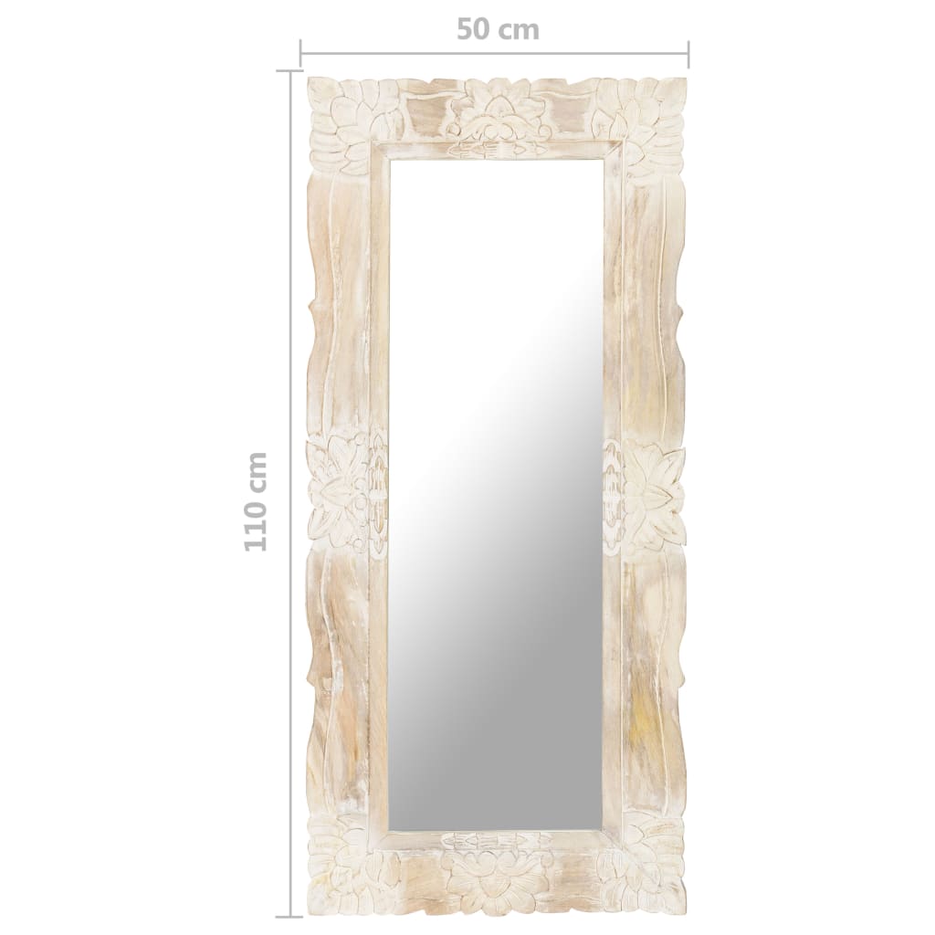 Mirror White 110x50 cm Solid Mango Wood