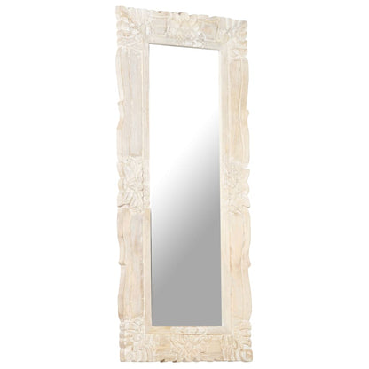 Mirror White 110x50 cm Solid Mango Wood