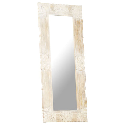 Mirror White 110x50 cm Solid Mango Wood