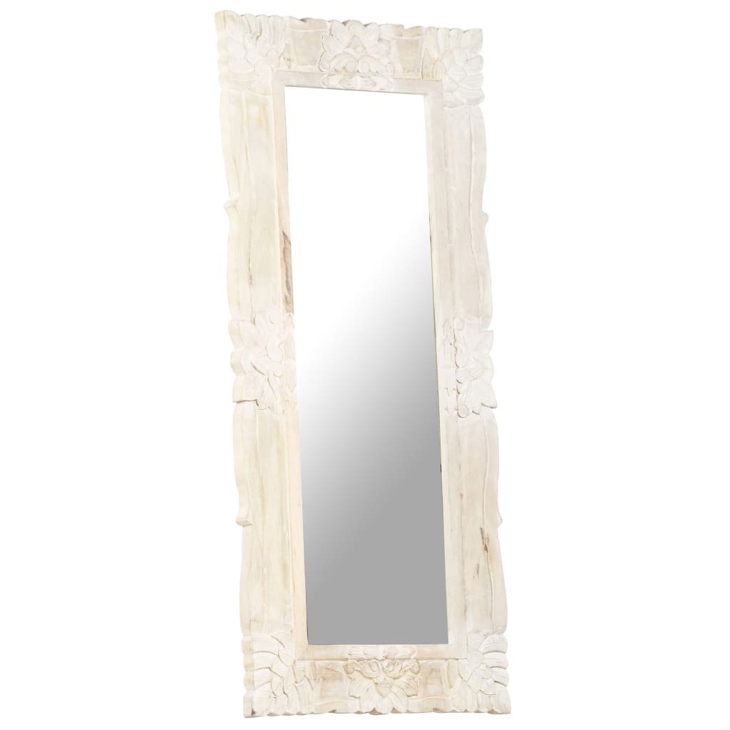 Mirror White 110x50 cm Solid Mango Wood