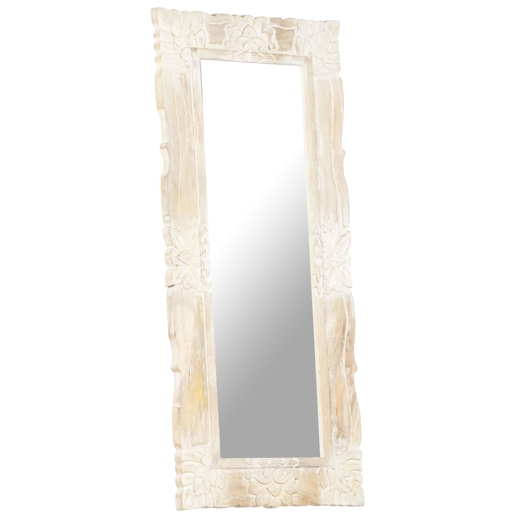 Mirror White 110x50 cm Solid Mango Wood