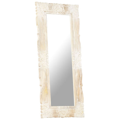 Mirror White 110x50 cm Solid Mango Wood