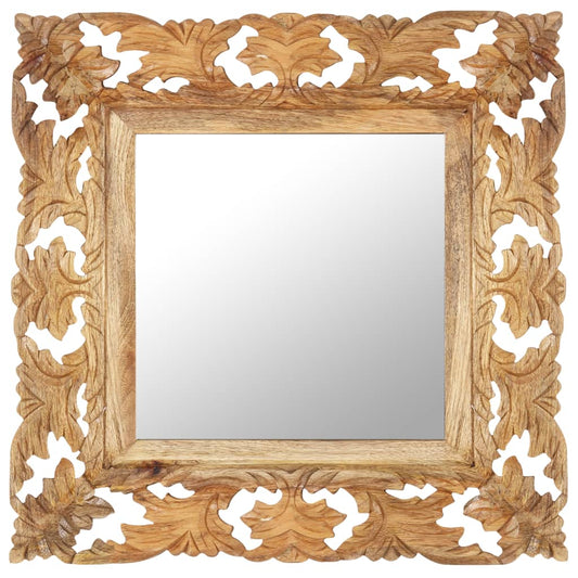 Hand Carved Mirror Brown 50x50 cm Solid Mango Wood