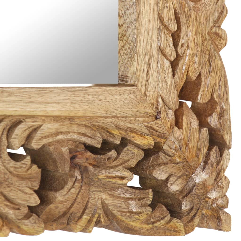 Hand Carved Mirror Brown 50x50 cm Solid Mango Wood