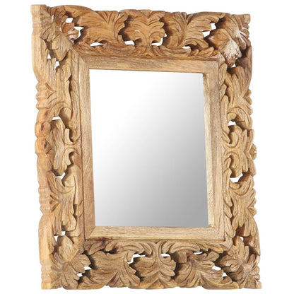 Hand Carved Mirror Brown 50x50 cm Solid Mango Wood