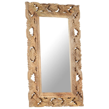 Hand Carved Mirror Brown 80x50 cm Solid Mango Wood